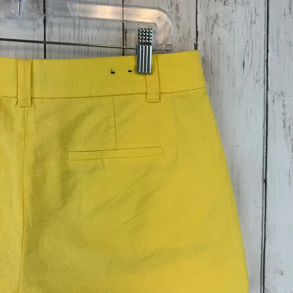J. Crew Yellow Linen-Cotton Scalloped Hem 4” Shorts Size 2 Style L2142